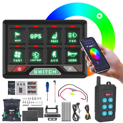 P2 8 Gang RGB Switch Panel | Smart Solid State Control System for Off - Road, RV & Marine - Chelhead