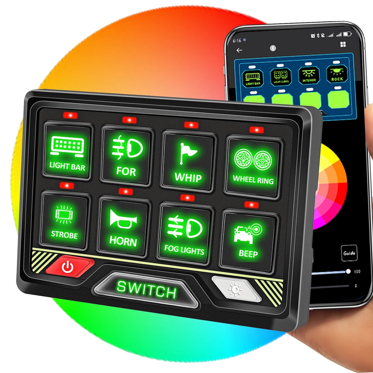 P2 8 Gang RGB Switch Panel | Smart Solid State Control System for Off - Road, RV & Marine - Chelhead