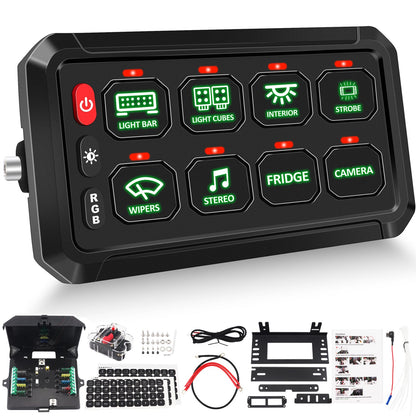 RGB Backlit Multifunction Led AUX Switch Panel Controller for for RV, Truck, UTV & Marine - Chelhead