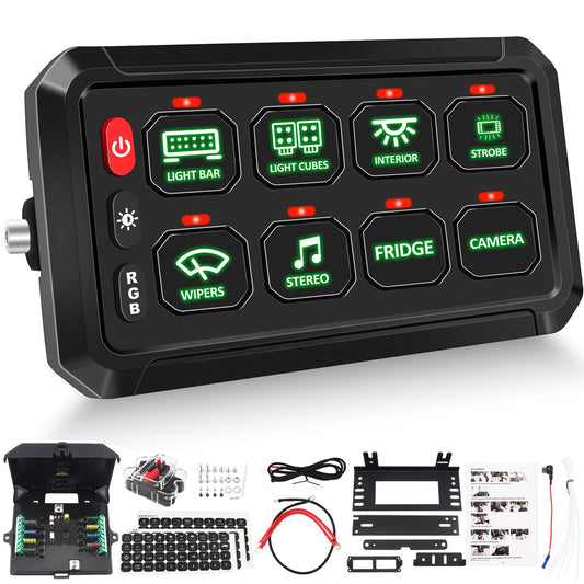 RGB Backlit Multifunction Led AUX Switch Panel Controller for for RV, Truck, UTV & Marine - Chelhead