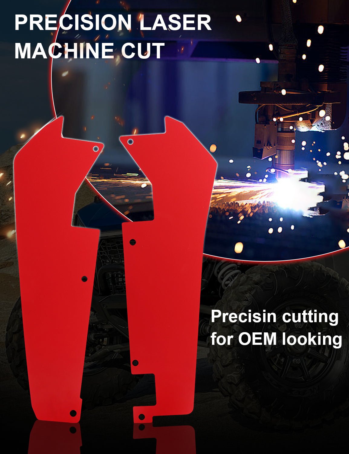 Wheel Well Block Offs, Rear Fender Flares Mud Flap Guard Compatible with Polaris RZR Turbo R, Pro XP - Chelhead