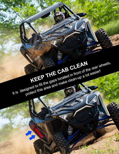 Wheel Well Block Offs, Rear Fender Flares Mud Flap Guard Compatible with Polaris RZR Turbo R, Pro XP - Chelhead