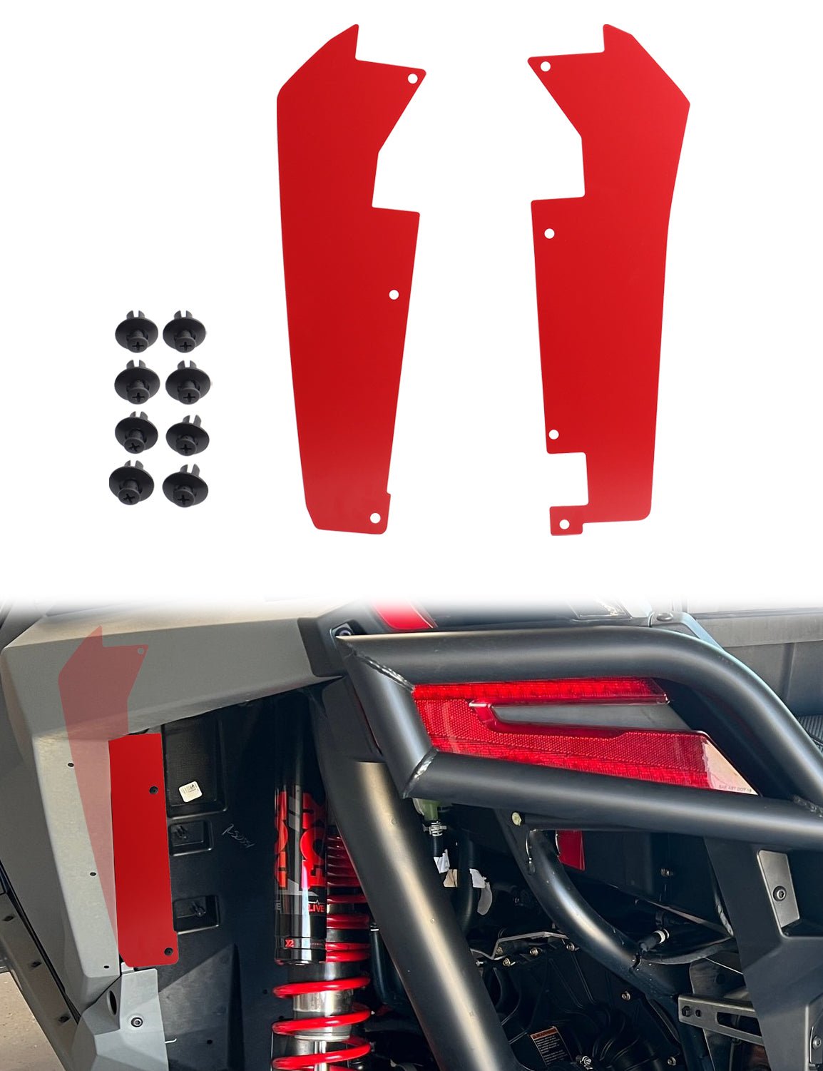 Wheel Well Block Offs, Rear Fender Flares Mud Flap Guard Compatible with Polaris RZR Turbo R, Pro XP - Chelhead