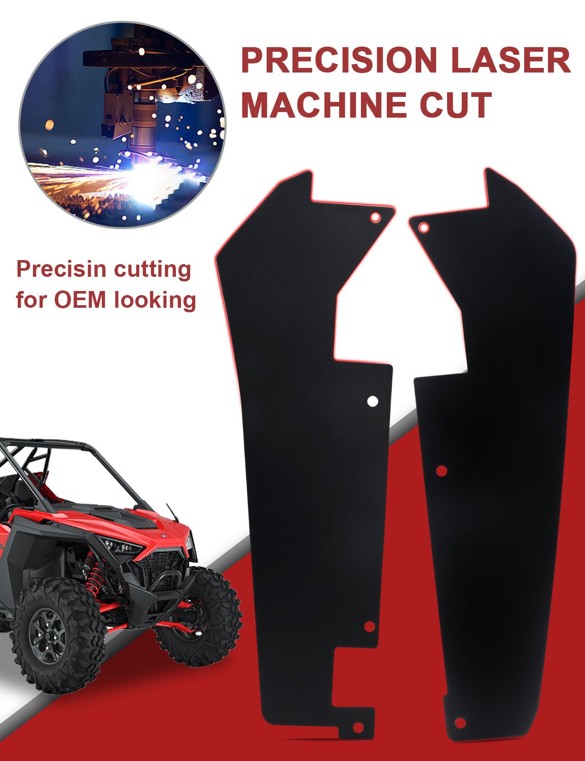 Wheel Well Block Offs, Rear Fender Flares Mud Flap Guard Compatible with Polaris RZR Turbo R, Pro XP - Chelhead