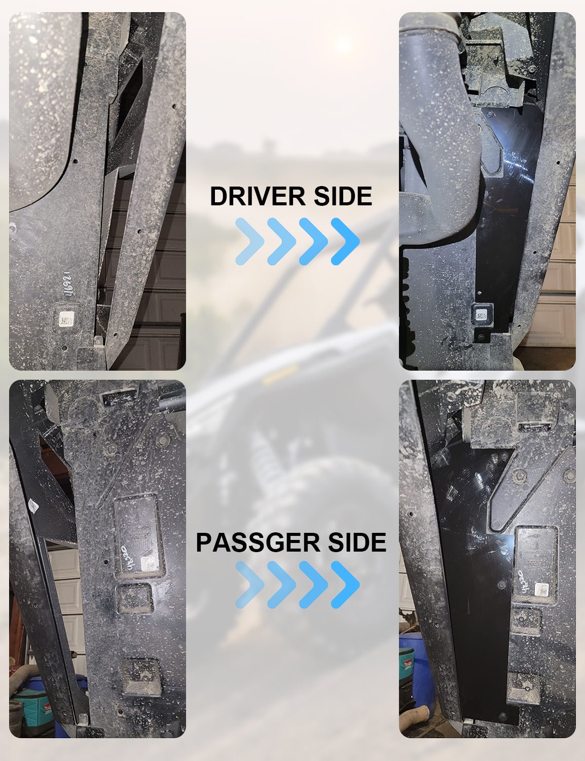 Wheel Well Block Offs, Rear Fender Flares Mud Flap Guard Compatible with Polaris RZR Turbo R, Pro XP - Chelhead