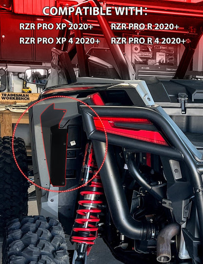 Wheel Well Block Offs, Rear Fender Flares Mud Flap Guard Compatible with Polaris RZR Turbo R, Pro XP - Chelhead